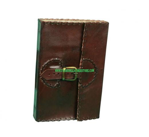 Made in India Beautiful Brass Buckle On Strap Hand Made Paper Leather Journals 120 paper Dairy Note Book 